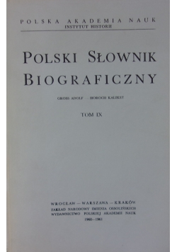 Polski słownik biograficzny, tom IX