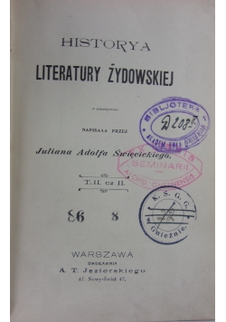 Historya Literatury Żydowskiej. Tom II, część II, 1903 r.