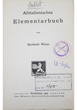 Altitalienisches Elementarbuch, 1904r.