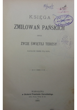 Księga zmiłowań Pańskich, 1898r.