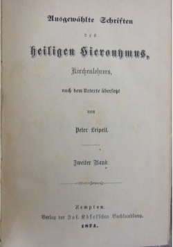 Ausgewählte schriften des heiligen Hieronymus