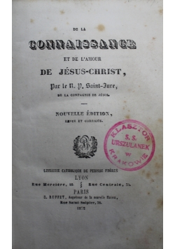 Connaissance de Jesus - Christ 1862 r