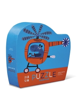 Puzzle 12 el. - Hippo w helikopterze