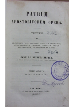 Patrum Apostolicorum Opera, 1855 r.