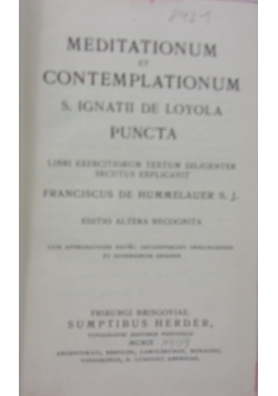 Meditationum et Contemplationum, 1909 r.