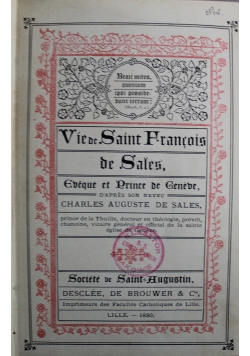 Vie de Saint Francois de Sales 1890 r.