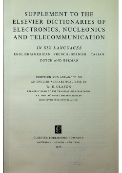 Supplement to the elsevier dictionaries of electronics