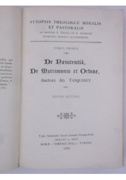 Synopsis Theologiae Moralis et Pastoralis, 1920 r.