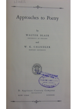Approaches to Poetry, 1935r.