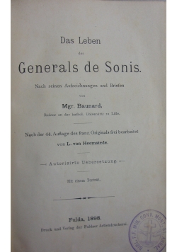 Das Leben des Generals de Sonis, 1898 r.