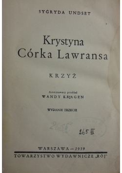 Krystyna córka Lawransa, 1929