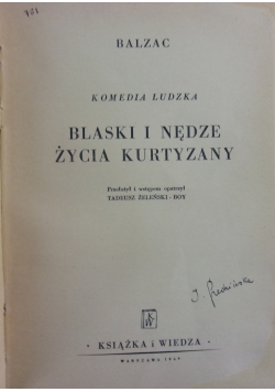 Blaski i nędze życia kurtyzany, 1949 r.