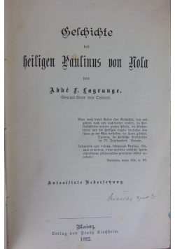 Geschichte des heiligen Paulinus von Nola, 1882 r.