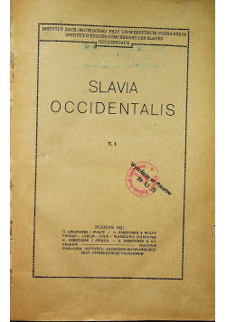 Slavia Occidentalis 1921 r