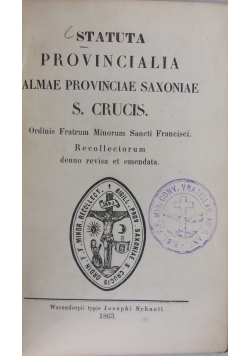 Statuta Provincialia ALme Provinciae saxonie 1863 r.