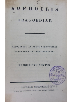 Sophoclis tragoediae. 1831 r.