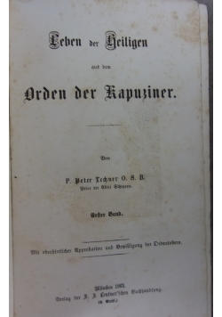 Leben der Heiligen aus dem Ordem der Kapuziner, 1863 r.