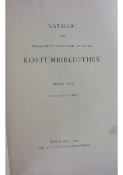 Katalog der Kostumbibliothek,1901r.