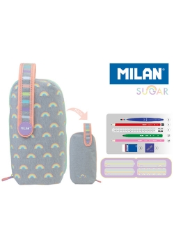 Multipiórnik MILAN owalny z 4 piórnikami SUGAR tęcza