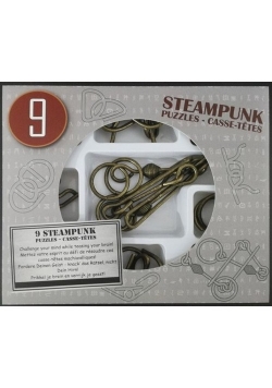 Łamigłówki metalowe 9 sztuk Steampunk zestaw szary