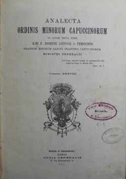 Analecta Ordinis Fratrum Minorum Capuccinorum 1922r