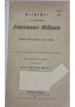 Geschichte der Rorddeutichen Franziskaner - Millionen, 1880 r.