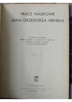 Prace naukowe Jana Grzegorza Mendla  1948 rok
