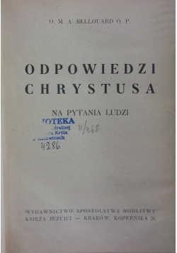 Odpowiedzi Chrystusa na pytania ludzi, 1948 r.