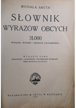 Słownik wyrazów obcych, 1928 r.
