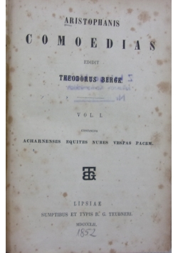Aristophanis Comoedias, 1852 r.