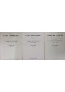 Studia Mathematica tom LXXXIII 3 książki