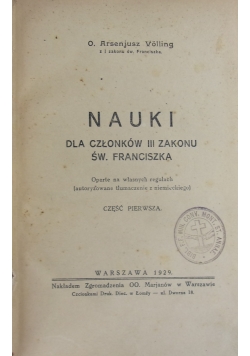 Nauki dla członków III zakonu Św. Franciszka. 1929 r.