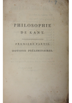Philosophie de Kant, 1801 r.