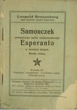 Samouczek pomocniczego języka międzynarodowego Esperanto, 1923 r.