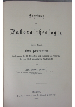 Lehrbuch der Pastoraltheologie, 1 Band, 1900 r.