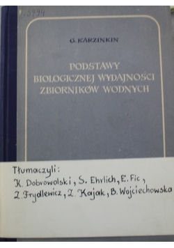 Podstawy biologicznej wydajności zbiorników wodnych