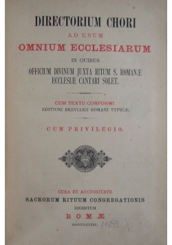 Directorium Chori Ad Usum Omnium Ecclesiarum, 1889 r.