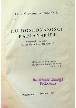 Ku doskonałości kapłańskiej