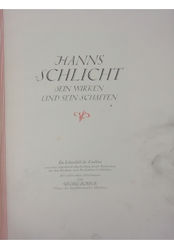 Hans Schlicht sein wirken und sein schaffen