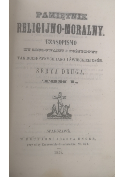 Pamiętnik religijno - moralny nr od 1 do 6, 1858 r.