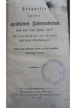 Chriftlichen Tahrhunderten, 1816 r.