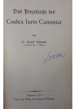 Das Brozefzrecht des Codex Iuris Canonici, 1921 r.