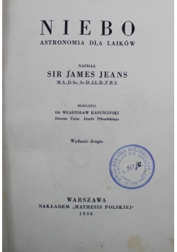 Niebo Astronomia dla Laików Tom I  1938 r.