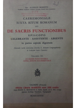 De Sacris Functionibus, 1938r.