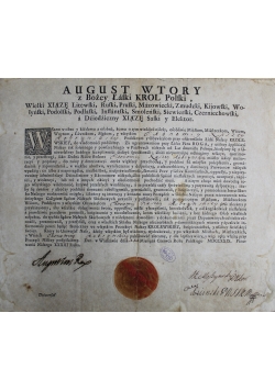 Dokument Króla Augusta II Mocnego z 1729 roku UNIKAT!