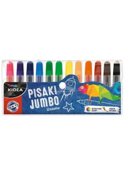 Pisaki przezroczyste jumbo 12 kolorów KIDEA
