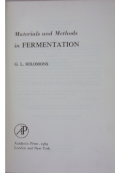 Materials and Methods in Fermentation
