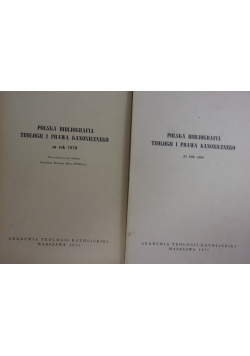 Polska Bibliografia Teologii i Prawa Kanonicznego zestaw 2 książek