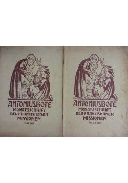 Antoniusbote Monatsschrift der Franziskaner missionen , zestaw 2 książek, 1937r