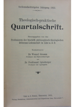 Theologisch praktische Quartalschrift , 1933r.